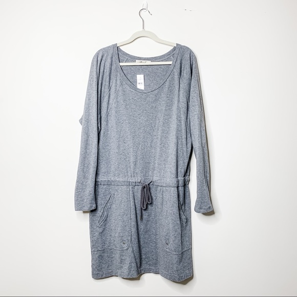 NWT Loft Gray Knit Drawstring Waist Mini Dress XL - Picture 2 of 5